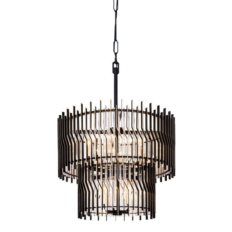 Ten Light Chandelier<br /><span style="color:#4AB0CE;">Entrega: 13-14 semanas en USA</span><br /><span style="color:#4AB0CE;font-size:60%;">PREGUNTE POR ENTREGA EN PANAMA</span><br />Collection: Park Row<br />Finish: Matte Black/French Gold