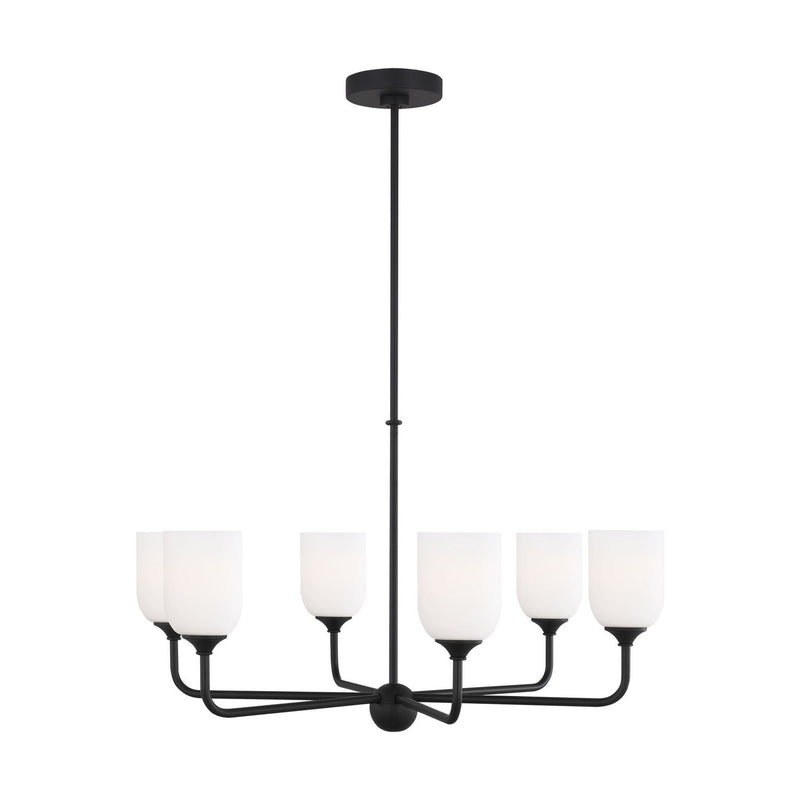 Generation Lighting - GLC1096EN3/MBK - Six Light Chandelier - Emile - Midnight Black