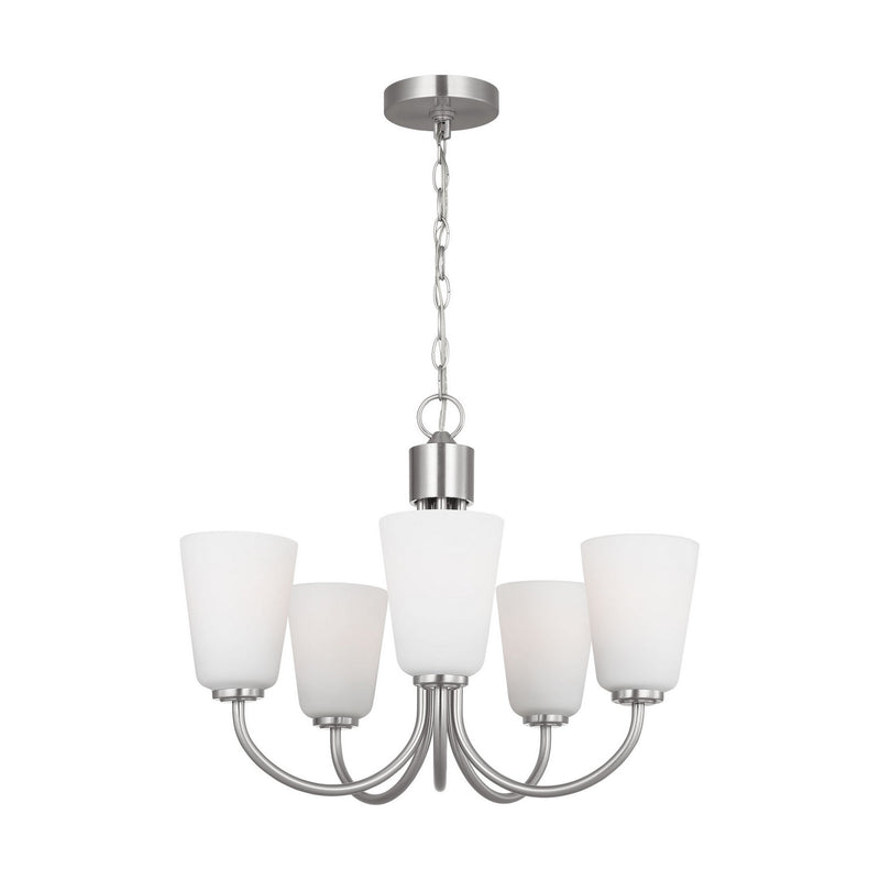 Five Light Chandelier<br /><span style="color:#4AB0CE;">Entrega: 4-10 dias en USA</span><br /><span style="color:#4AB0CE;font-size:60%;">PREGUNTE POR ENTREGA EN PANAMA</span><br />Collection: Miles<br />Finish: Brushed Nickel