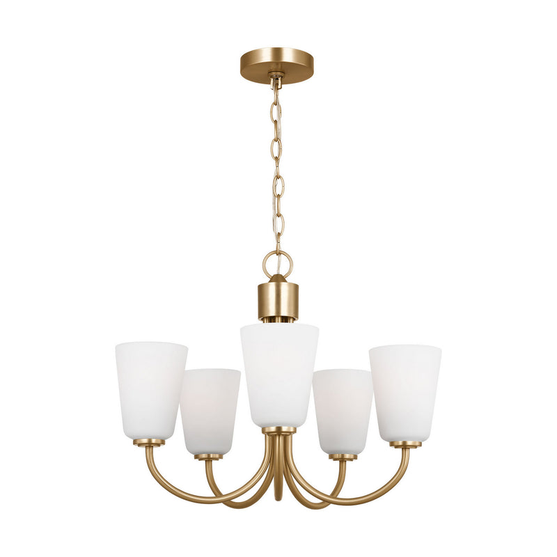 Five Light Chandelier<br /><span style="color:#4AB0CE;">Entrega: 4-10 dias en USA</span><br /><span style="color:#4AB0CE;font-size:60%;">PREGUNTE POR ENTREGA EN PANAMA</span><br />Collection: Miles<br />Finish: Satin Brass