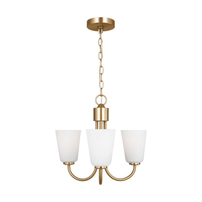 Three Light Chandelier<br /><span style="color:#4AB0CE;">Entrega: 2-3 semanas en USA</span><br /><span style="color:#4AB0CE;font-size:60%;">PREGUNTE POR ENTREGA EN PANAMA</span><br />Collection: Miles<br />Finish: Satin Brass