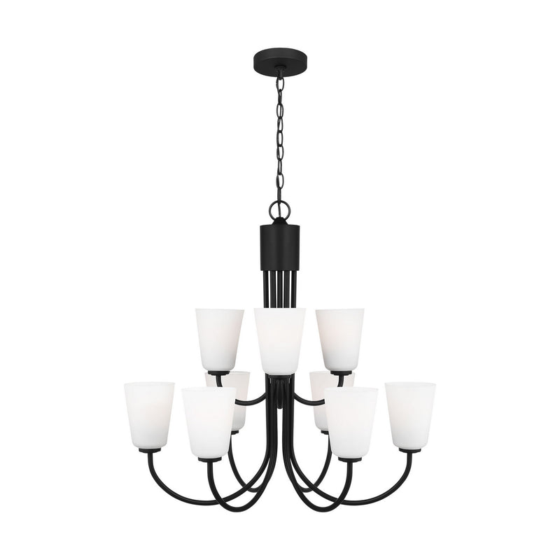 Nine Light Chandelier<br /><span style="color:#4AB0CE;">Entrega: 4-10 dias en USA</span><br /><span style="color:#4AB0CE;font-size:60%;">PREGUNTE POR ENTREGA EN PANAMA</span><br />Collection: Miles<br />Finish: Midnight Black