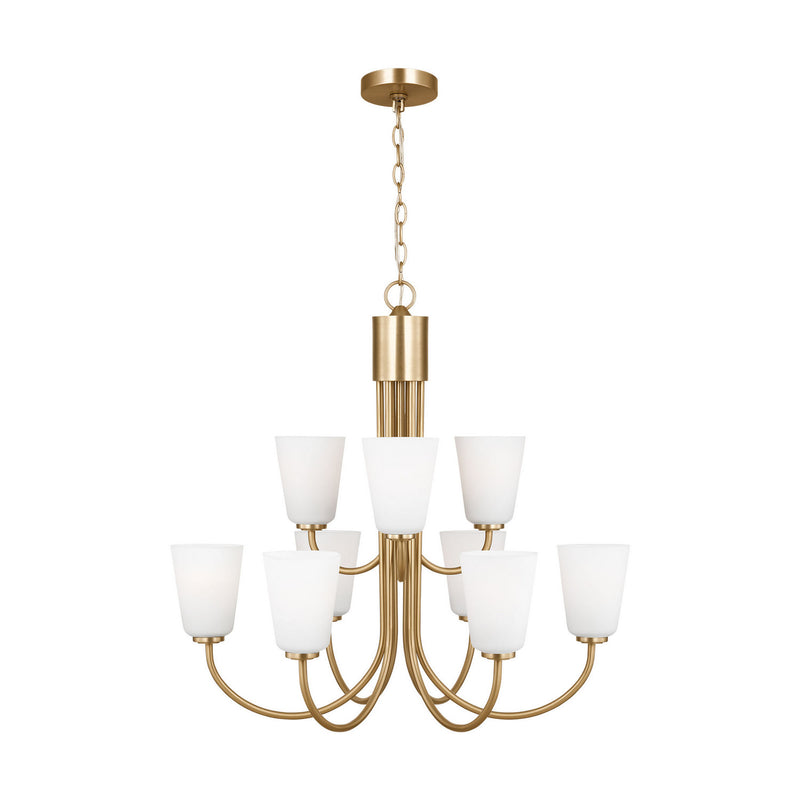 Nine Light Chandelier<br /><span style="color:#4AB0CE;">Entrega: 4-10 dias en USA</span><br /><span style="color:#4AB0CE;font-size:60%;">PREGUNTE POR ENTREGA EN PANAMA</span><br />Collection: Miles<br />Finish: Satin Brass