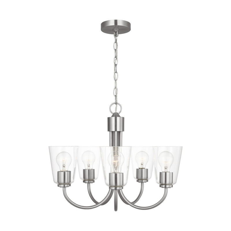 Five Light Chandelier<br /><span style="color:#4AB0CE;">Entrega: 4-10 dias en USA</span><br /><span style="color:#4AB0CE;font-size:60%;">PREGUNTE POR ENTREGA EN PANAMA</span><br />Collection: Miles<br />Finish: Brushed Nickel