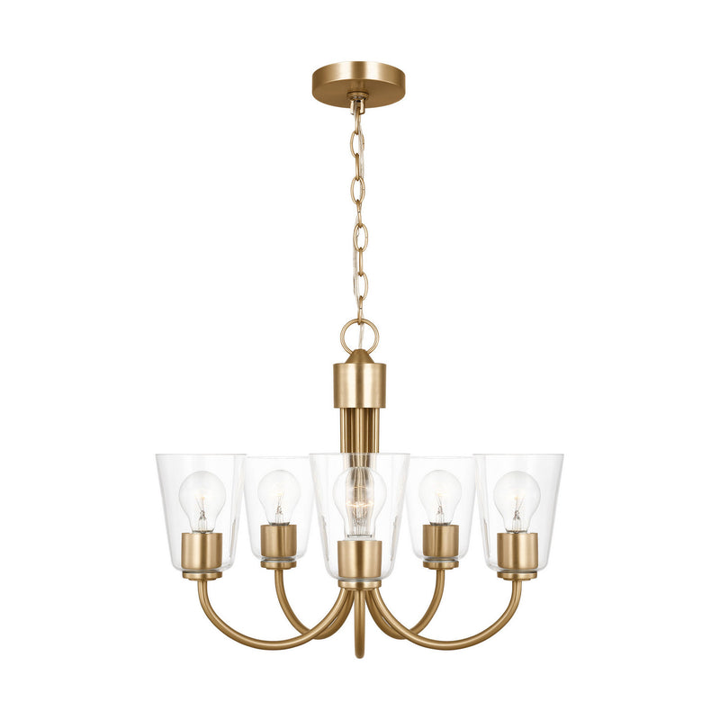 Five Light Chandelier<br /><span style="color:#4AB0CE;">Entrega: 4-10 dias en USA</span><br /><span style="color:#4AB0CE;font-size:60%;">PREGUNTE POR ENTREGA EN PANAMA</span><br />Collection: Miles<br />Finish: Satin Brass