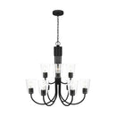 Nine Light Chandelier<br /><span style="color:#4AB0CE;">Entrega: 4-10 dias en USA</span><br /><span style="color:#4AB0CE;font-size:60%;">PREGUNTE POR ENTREGA EN PANAMA</span><br />Collection: Miles<br />Finish: Midnight Black