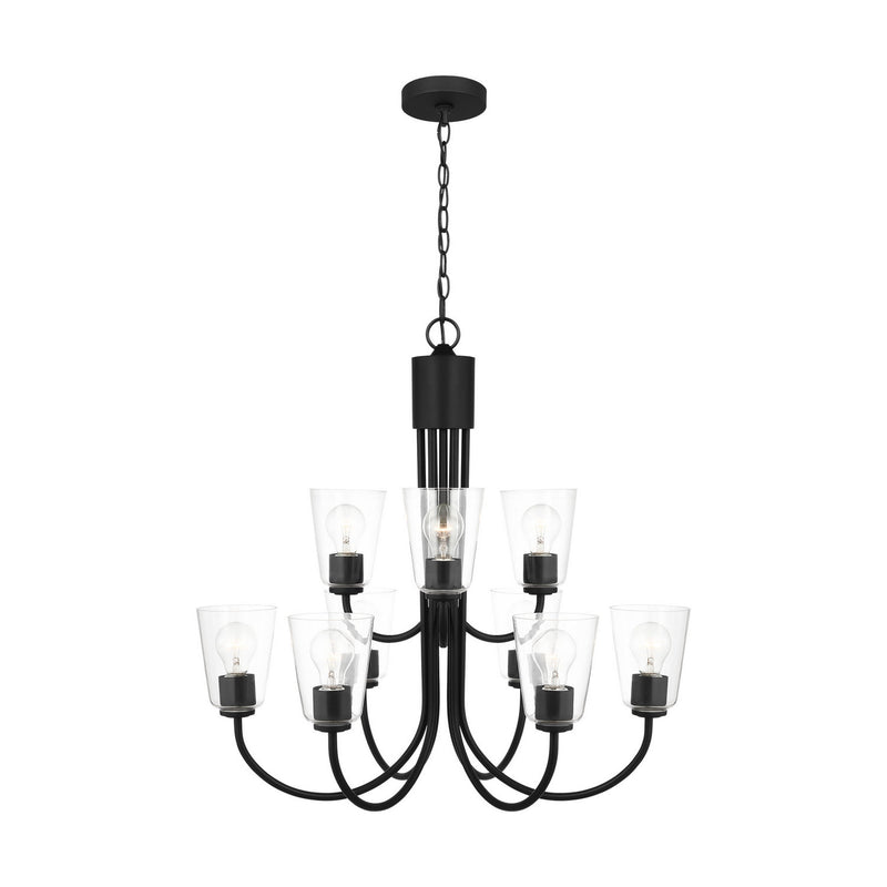Nine Light Chandelier<br /><span style="color:#4AB0CE;">Entrega: 2-3 semanas en USA</span><br /><span style="color:#4AB0CE;font-size:60%;">PREGUNTE POR ENTREGA EN PANAMA</span><br />Collection: Miles<br />Finish: Midnight Black