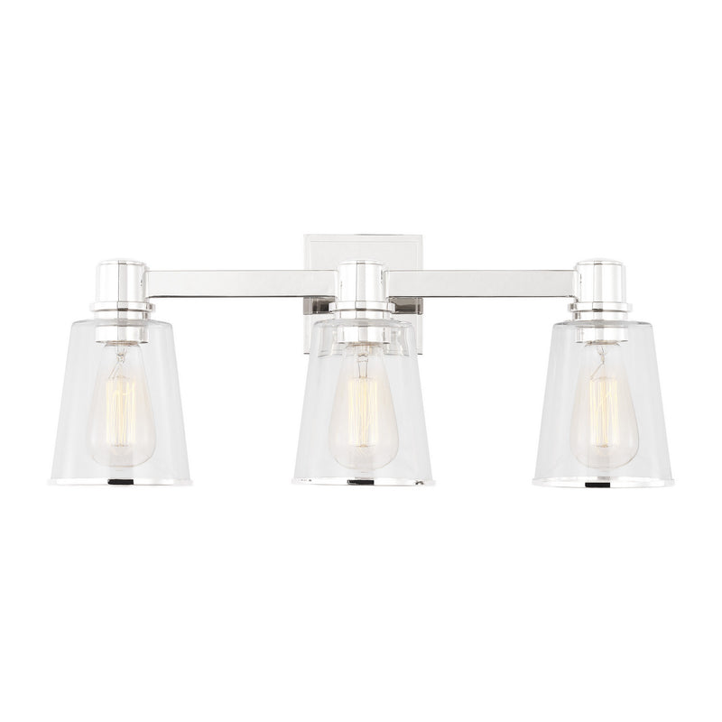 Three Light Bath Vanity<br /><span style="color:#4AB0CE;">Entrega: 4-10 dias en USA</span><br /><span style="color:#4AB0CE;font-size:60%;">PREGUNTE POR ENTREGA EN PANAMA</span><br />Collection: Alessa<br />Finish: Polished Nickel