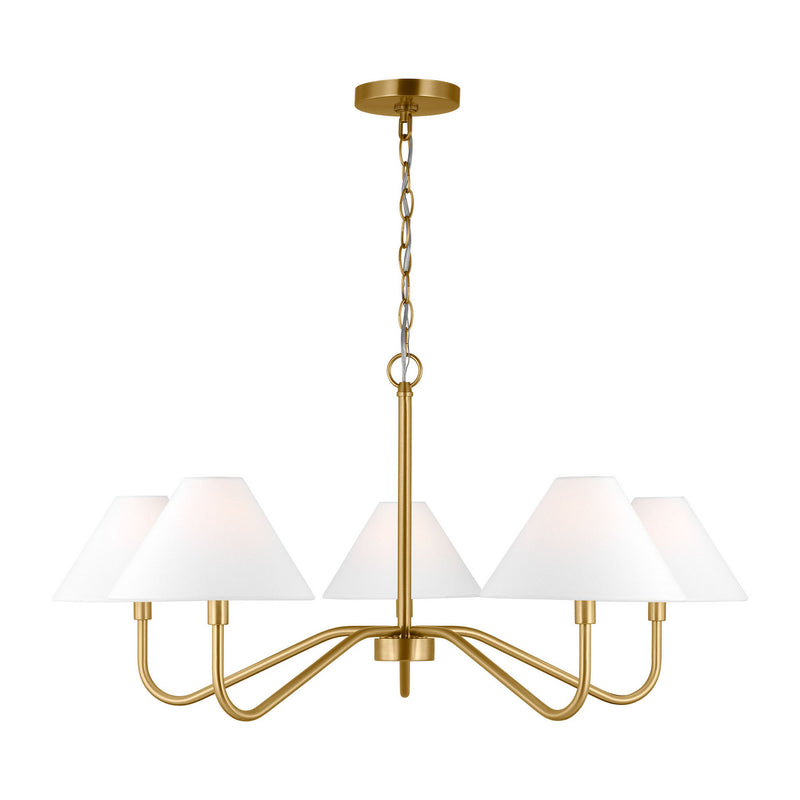 Five Light Chandelier<br /><span style="color:#4AB0CE;">Entrega: 5-6 semanas en USA</span><br /><span style="color:#4AB0CE;font-size:60%;">PREGUNTE POR ENTREGA EN PANAMA</span><br />Collection: Eldon<br />Finish: Satin Brass