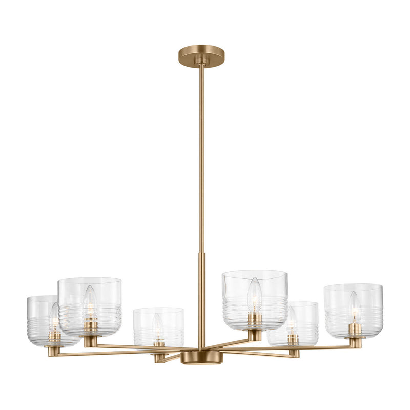 Six Light Chandelier<br /><span style="color:#4AB0CE;">Entrega: 4-10 dias en USA</span><br /><span style="color:#4AB0CE;font-size:60%;">PREGUNTE POR ENTREGA EN PANAMA</span><br />Collection: Lochdale<br />Finish: Satin Brass