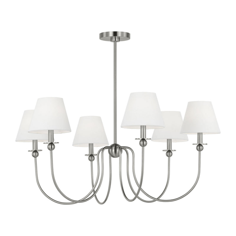 Six Light Chandelier<br /><span style="color:#4AB0CE;">Entrega: 4-10 dias en USA</span><br /><span style="color:#4AB0CE;font-size:60%;">PREGUNTE POR ENTREGA EN PANAMA</span><br />Collection: Elsay<br />Finish: Brushed Nickel