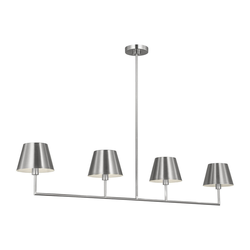 Four Light Linear Chandelier<br /><span style="color:#4AB0CE;">Entrega: 4-10 dias en USA</span><br /><span style="color:#4AB0CE;font-size:60%;">PREGUNTE POR ENTREGA EN PANAMA</span><br />Collection: Ender<br />Finish: Brushed Nickel