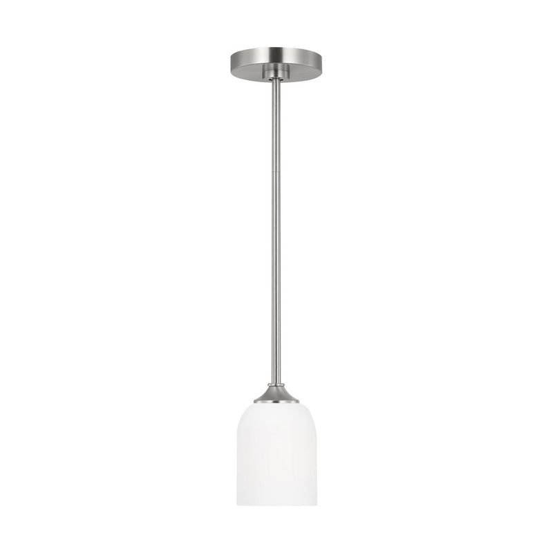 One Light Mini Pendant<br /><span style="color:#4AB0CE;">Entrega: 4-10 dias en USA</span><br /><span style="color:#4AB0CE;font-size:60%;">PREGUNTE POR ENTREGA EN PANAMA</span><br />Collection: Emile<br />Finish: Brushed Steel