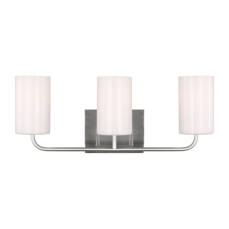 Three Light Vanity<br /><span style="color:#4AB0CE;">Entrega: 4-10 dias en USA</span><br /><span style="color:#4AB0CE;font-size:60%;">PREGUNTE POR ENTREGA EN PANAMA</span><br />Collection: Rhett<br />Finish: Brushed Steel