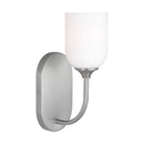 One Light Vanity<br /><span style="color:#4AB0CE;">Entrega: 4-10 dias en USA</span><br /><span style="color:#4AB0CE;font-size:60%;">PREGUNTE POR ENTREGA EN PANAMA</span><br />Collection: Emile<br />Finish: Brushed Steel