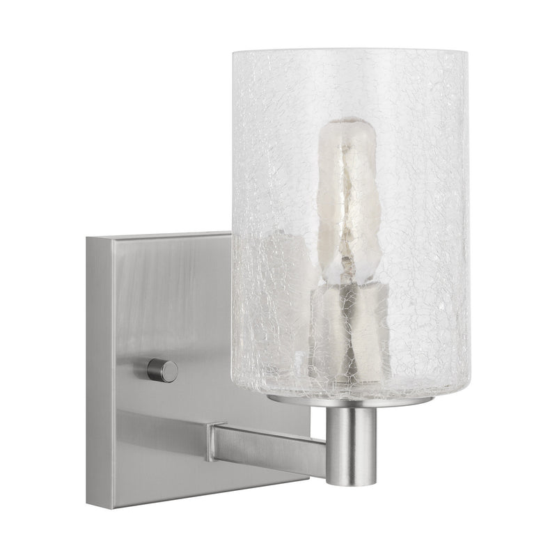 One Light Wall / Bath Sconce<br /><span style="color:#4AB0CE;">Entrega: 4-10 dias en USA</span><br /><span style="color:#4AB0CE;font-size:60%;">PREGUNTE POR ENTREGA EN PANAMA</span><br />Collection: Parker<br />Finish: Brushed Steel