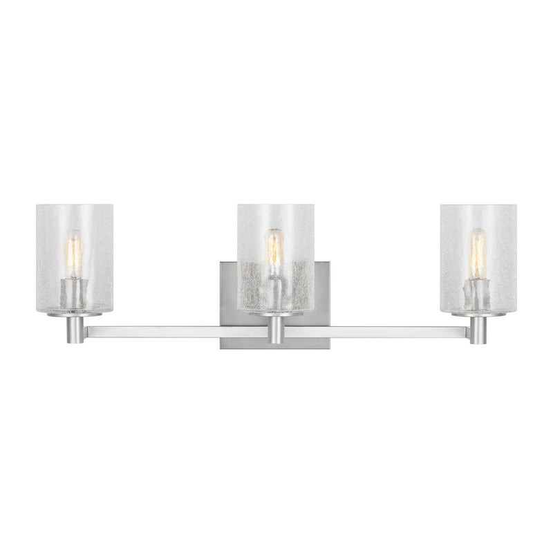 Three Light Wall / Bath<br /><span style="color:#4AB0CE;">Entrega: 4-10 dias en USA</span><br /><span style="color:#4AB0CE;font-size:60%;">PREGUNTE POR ENTREGA EN PANAMA</span><br />Collection: Parker<br />Finish: Brushed Steel