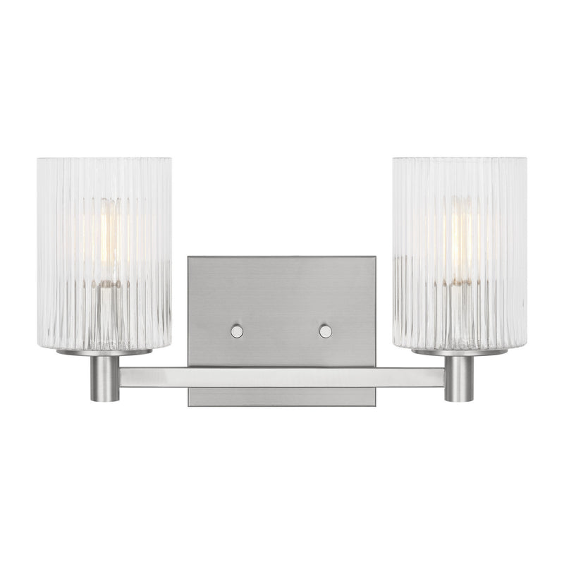 Two Light Wall / Bath<br /><span style="color:#4AB0CE;">Entrega: 4-10 dias en USA</span><br /><span style="color:#4AB0CE;font-size:60%;">PREGUNTE POR ENTREGA EN PANAMA</span><br />Collection: Lando<br />Finish: Brushed Steel