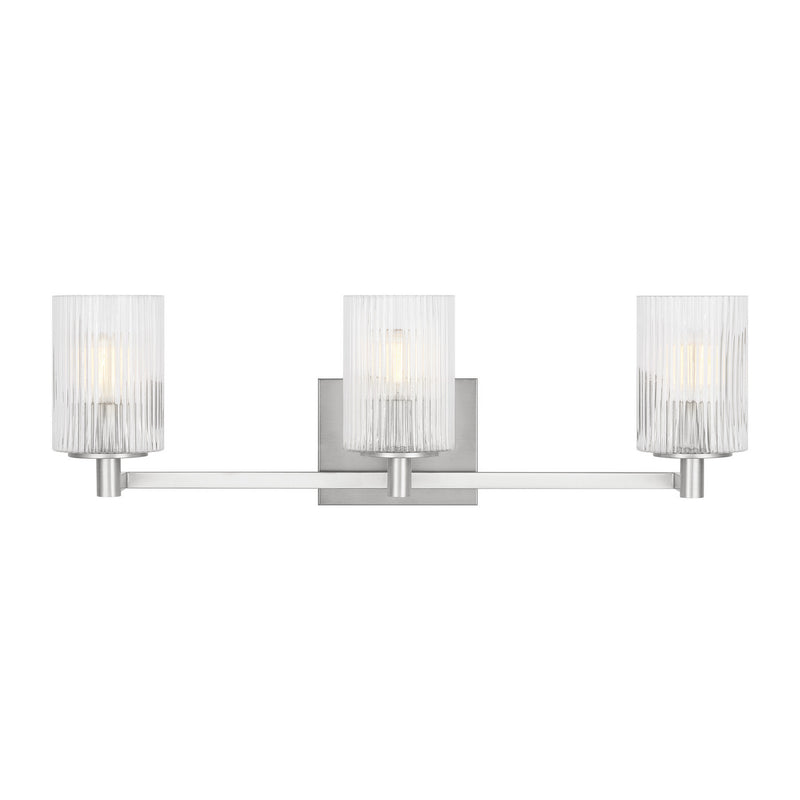 Three Light Wall / Bath<br /><span style="color:#4AB0CE;">Entrega: 4-10 dias en USA</span><br /><span style="color:#4AB0CE;font-size:60%;">PREGUNTE POR ENTREGA EN PANAMA</span><br />Collection: Lando<br />Finish: Brushed Steel