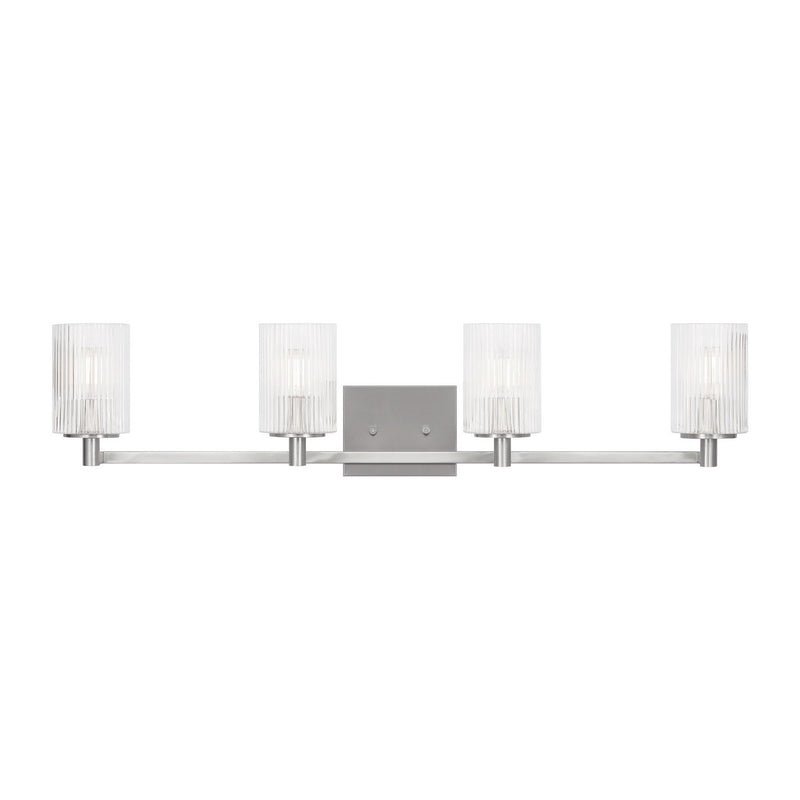 Four Light Wall / Bath<br /><span style="color:#4AB0CE;">Entrega: 4-10 dias en USA</span><br /><span style="color:#4AB0CE;font-size:60%;">PREGUNTE POR ENTREGA EN PANAMA</span><br />Collection: Lando<br />Finish: Brushed Steel