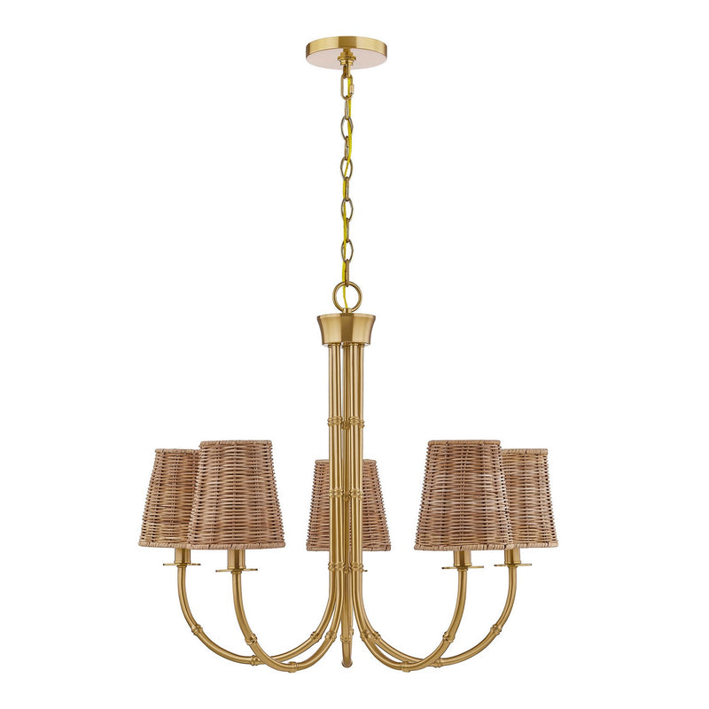 Five Light Chandelier<br /><span style="color:#4AB0CE;">Entrega: 4-10 dias en USA</span><br /><span style="color:#4AB0CE;font-size:60%;">PREGUNTE POR ENTREGA EN PANAMA</span><br />Collection: Ashbury<br />Finish: Warm Brass