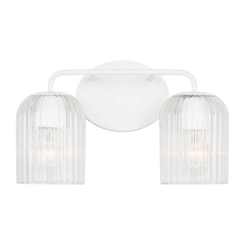 Two Light Vanity<br /><span style="color:#4AB0CE;">Entrega: 4-10 dias en USA</span><br /><span style="color:#4AB0CE;font-size:60%;">PREGUNTE POR ENTREGA EN PANAMA</span><br />Collection: Eisele<br />Finish: Matte White