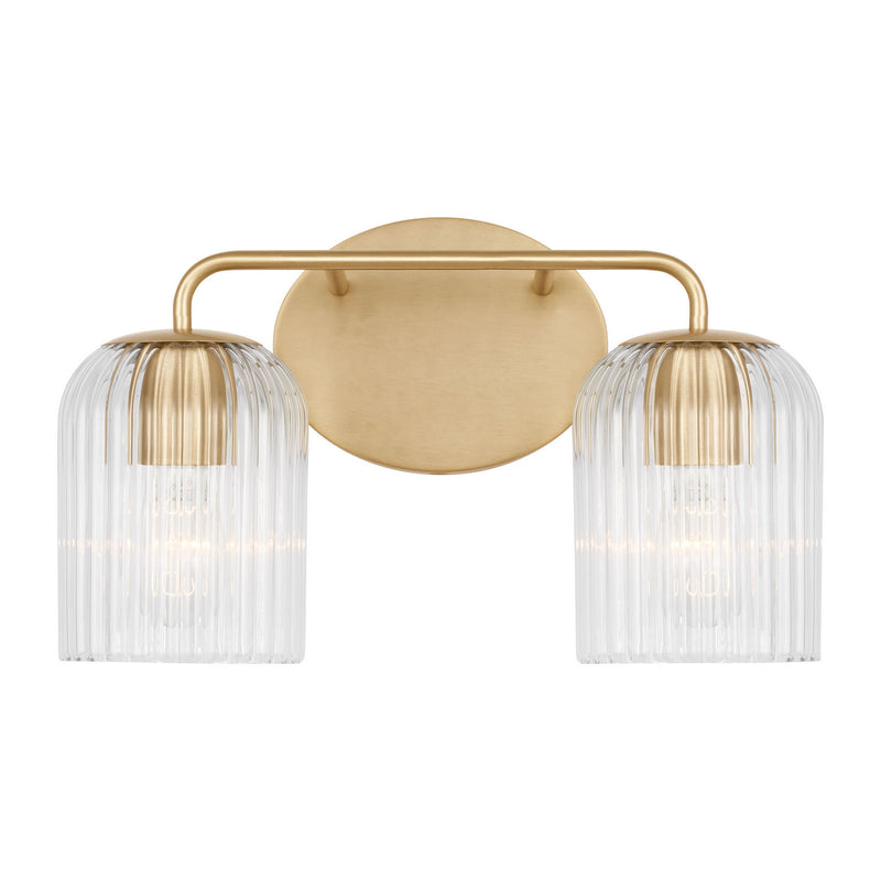 Two Light Vanity<br /><span style="color:#4AB0CE;">Entrega: 4-10 dias en USA</span><br /><span style="color:#4AB0CE;font-size:60%;">PREGUNTE POR ENTREGA EN PANAMA</span><br />Collection: Eisele<br />Finish: Satin Brass