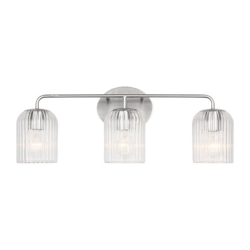 Three Light Vanity<br /><span style="color:#4AB0CE;">Entrega: 4-10 dias en USA</span><br /><span style="color:#4AB0CE;font-size:60%;">PREGUNTE POR ENTREGA EN PANAMA</span><br />Collection: Eisele<br />Finish: Brushed Nickel