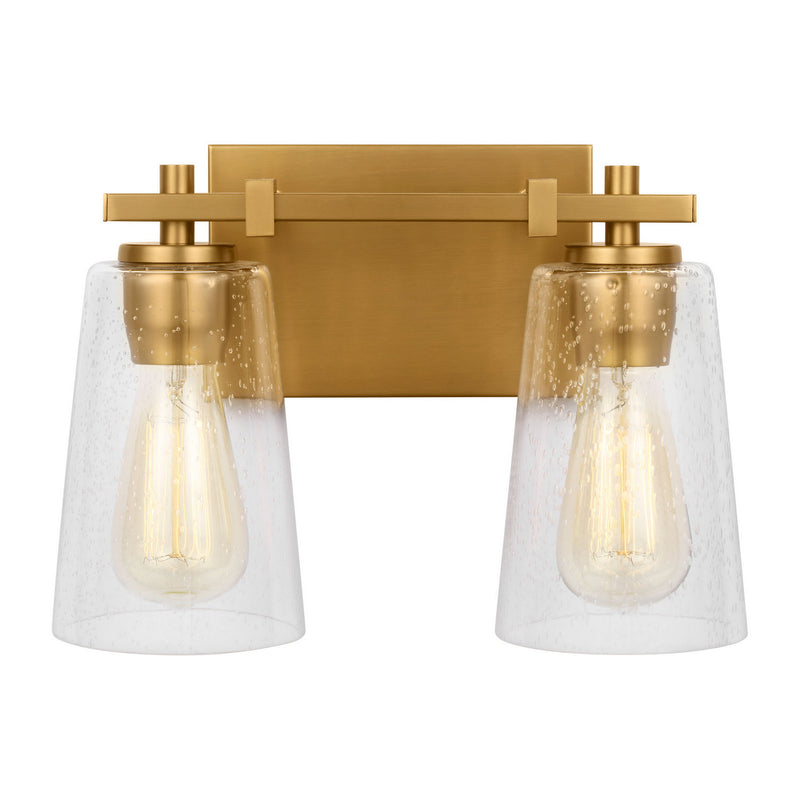 Two Light Vanity<br /><span style="color:#4AB0CE;">Entrega: 4-10 dias en USA</span><br /><span style="color:#4AB0CE;font-size:60%;">PREGUNTE POR ENTREGA EN PANAMA</span><br />Collection: Mercer<br />Finish: Burnished Brass