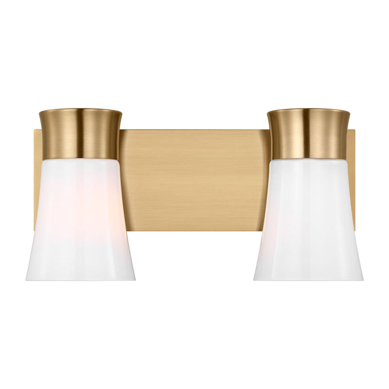 Two Light Vanity<br /><span style="color:#4AB0CE;">Entrega: 4-10 dias en USA</span><br /><span style="color:#4AB0CE;font-size:60%;">PREGUNTE POR ENTREGA EN PANAMA</span><br />Collection: Roy<br />Finish: Satin Brass