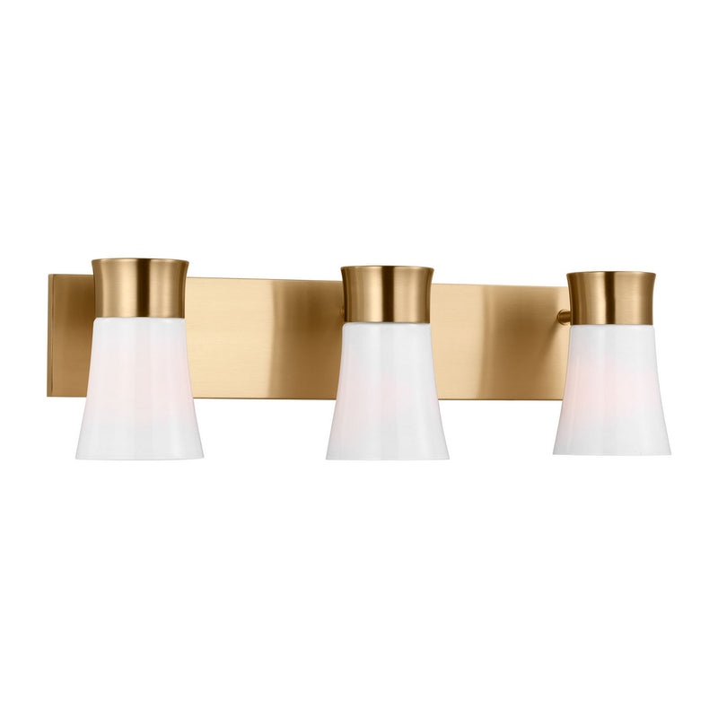 Three Light Vanity<br /><span style="color:#4AB0CE;">Entrega: 4-10 dias en USA</span><br /><span style="color:#4AB0CE;font-size:60%;">PREGUNTE POR ENTREGA EN PANAMA</span><br />Collection: Roy<br />Finish: Satin Brass