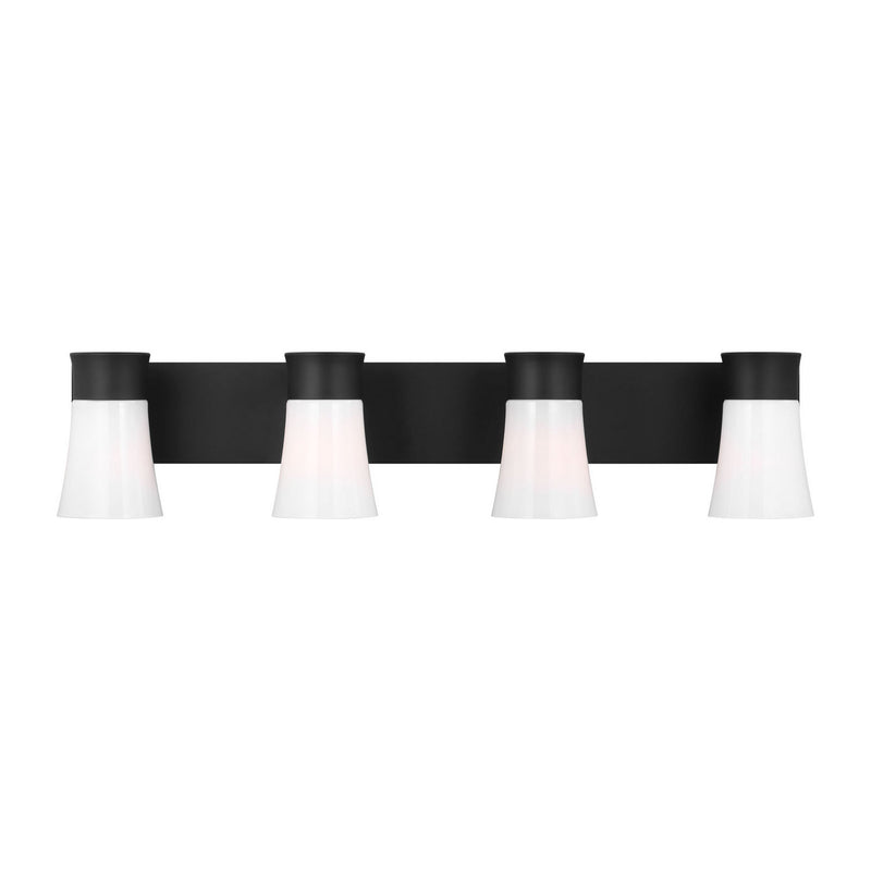 Four Light Vanity<br /><span style="color:#4AB0CE;">Entrega: 4-10 dias en USA</span><br /><span style="color:#4AB0CE;font-size:60%;">PREGUNTE POR ENTREGA EN PANAMA</span><br />Collection: Roy<br />Finish: Midnight Black