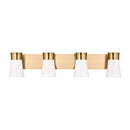 Four Light Vanity<br /><span style="color:#4AB0CE;">Entrega: 4-10 dias en USA</span><br /><span style="color:#4AB0CE;font-size:60%;">PREGUNTE POR ENTREGA EN PANAMA</span><br />Collection: Roy<br />Finish: Satin Brass