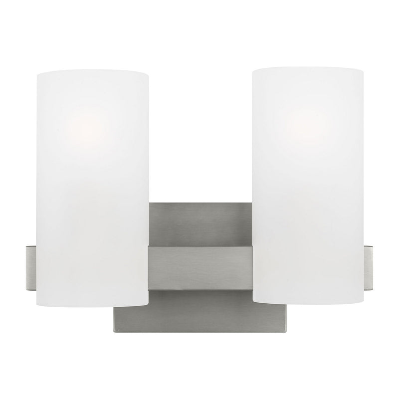 Two Light Vanity<br /><span style="color:#4AB0CE;">Entrega: 4-10 dias en USA</span><br /><span style="color:#4AB0CE;font-size:60%;">PREGUNTE POR ENTREGA EN PANAMA</span><br />Collection: Rhode<br />Finish: Brushed Steel
