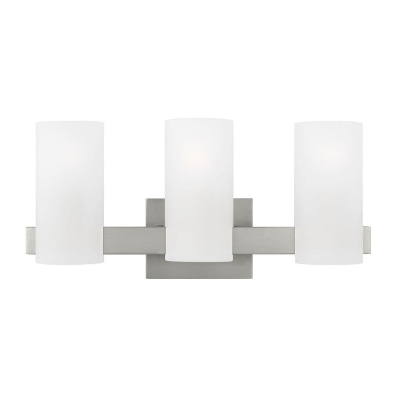 Three Light Vanity<br /><span style="color:#4AB0CE;">Entrega: 6-7 semanas en USA</span><br /><span style="color:#4AB0CE;font-size:60%;">PREGUNTE POR ENTREGA EN PANAMA</span><br />Collection: Rhode<br />Finish: Brushed Steel