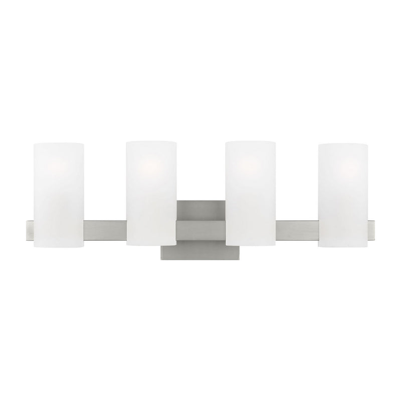 Four Light Vanity<br /><span style="color:#4AB0CE;">Entrega: 4-10 dias en USA</span><br /><span style="color:#4AB0CE;font-size:60%;">PREGUNTE POR ENTREGA EN PANAMA</span><br />Collection: Rhode<br />Finish: Brushed Steel