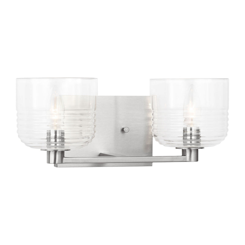 Two Light Vanity<br /><span style="color:#4AB0CE;">Entrega: 4-10 dias en USA</span><br /><span style="color:#4AB0CE;font-size:60%;">PREGUNTE POR ENTREGA EN PANAMA</span><br />Collection: Lochdale<br />Finish: Brushed Nickel