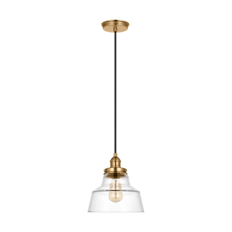 One Light Pendant<br /><span style="color:#4AB0CE;">Entrega: 4-10 dias en USA</span><br /><span style="color:#4AB0CE;font-size:60%;">PREGUNTE POR ENTREGA EN PANAMA</span><br />Collection: Baskin<br />Finish: Satin Brass