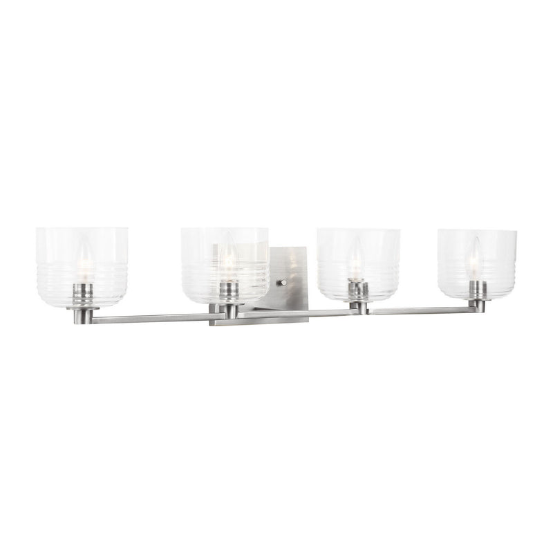 Four Light Vanity<br /><span style="color:#4AB0CE;">Entrega: 4-10 dias en USA</span><br /><span style="color:#4AB0CE;font-size:60%;">PREGUNTE POR ENTREGA EN PANAMA</span><br />Collection: Lochdale<br />Finish: Brushed Nickel
