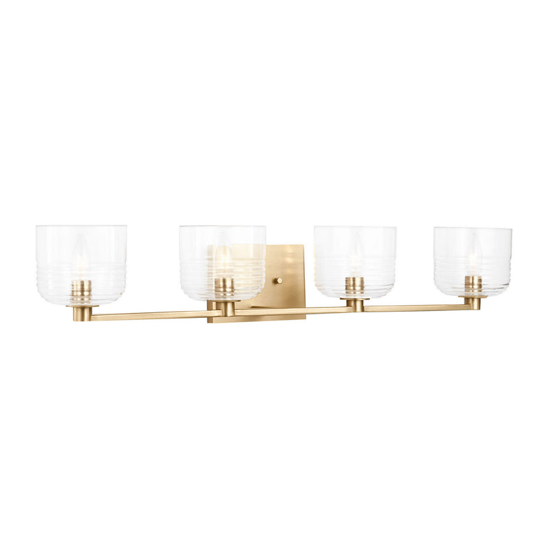 Four Light Vanity<br /><span style="color:#4AB0CE;">Entrega: 4-10 dias en USA</span><br /><span style="color:#4AB0CE;font-size:60%;">PREGUNTE POR ENTREGA EN PANAMA</span><br />Collection: Lochdale<br />Finish: Satin Brass