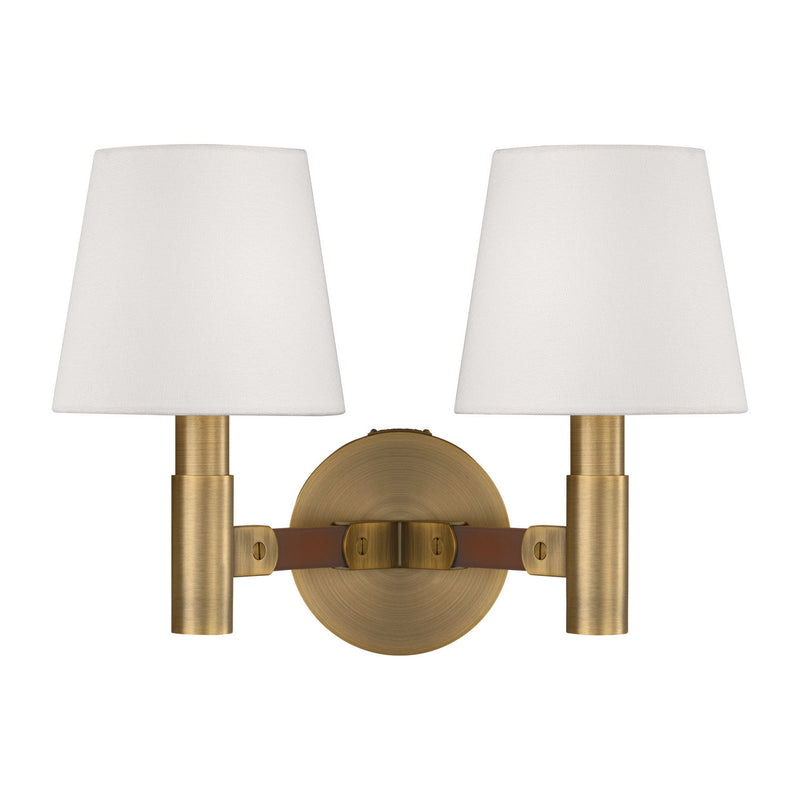 Two Light Wall Sconce<br /><span style="color:#4AB0CE;">Entrega: 4-10 dias en USA</span><br /><span style="color:#4AB0CE;font-size:60%;">PREGUNTE POR ENTREGA EN PANAMA</span><br />Collection: Grayson<br />Finish: Time Worn Brass