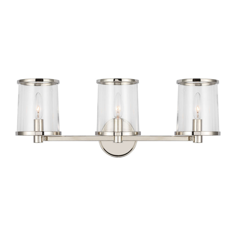 Three Light Vanity<br /><span style="color:#4AB0CE;">Entrega: 4-10 dias en USA</span><br /><span style="color:#4AB0CE;font-size:60%;">PREGUNTE POR ENTREGA EN PANAMA</span><br />Collection: Reynolds<br />Finish: Polished Nickel