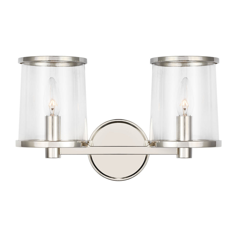 Two Light Vanity<br /><span style="color:#4AB0CE;">Entrega: 4-10 dias en USA</span><br /><span style="color:#4AB0CE;font-size:60%;">PREGUNTE POR ENTREGA EN PANAMA</span><br />Collection: Reynolds<br />Finish: Polished Nickel