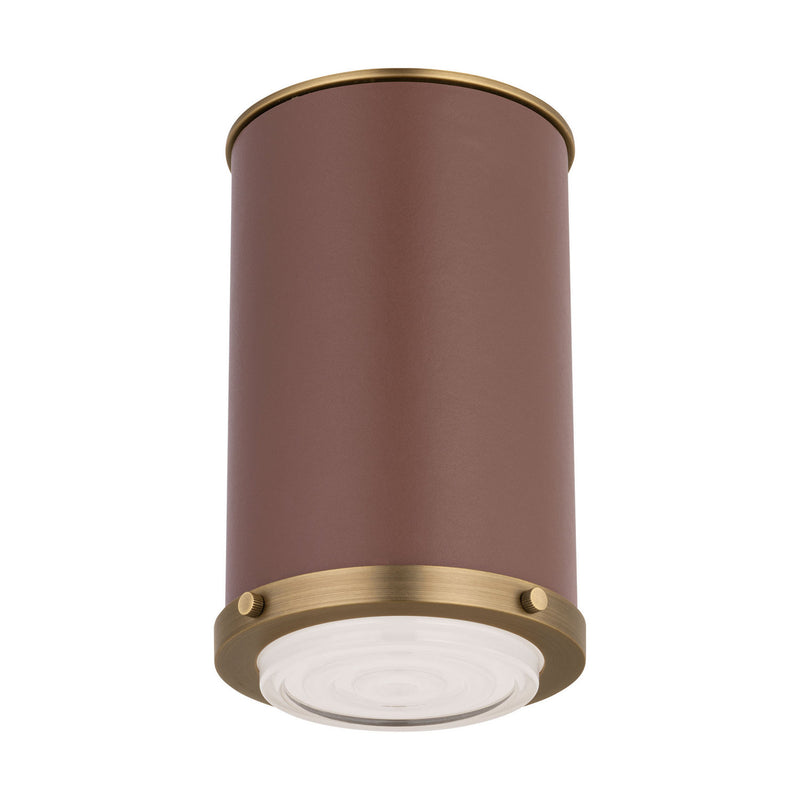 One Light Flush Mount<br /><span style="color:#4AB0CE;">Entrega: 4-10 dias en USA</span><br /><span style="color:#4AB0CE;font-size:60%;">PREGUNTE POR ENTREGA EN PANAMA</span><br />Collection: Marlowe<br />Finish: Time Worn Brass