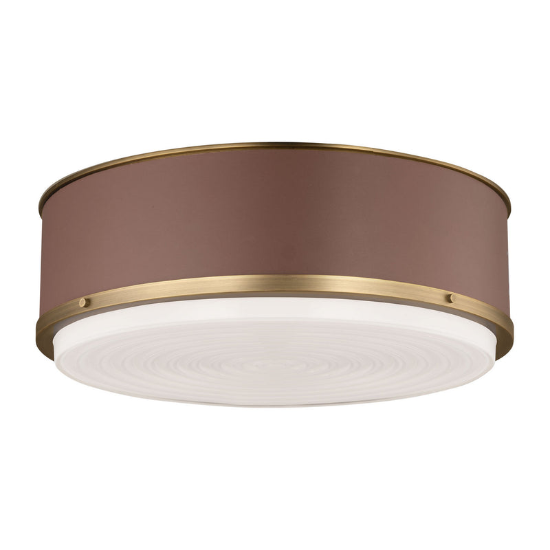 Three Light Flush Mount<br /><span style="color:#4AB0CE;">Entrega: 4-10 dias en USA</span><br /><span style="color:#4AB0CE;font-size:60%;">PREGUNTE POR ENTREGA EN PANAMA</span><br />Collection: Marlowe<br />Finish: Time Worn Brass