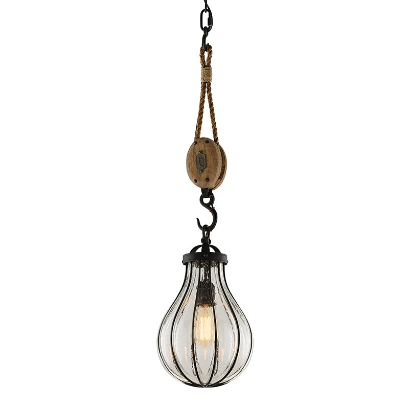 Troy Lighting - F4904-FOR - One Light Pendant - Murphy - Vintage Iron With Rustic Wood