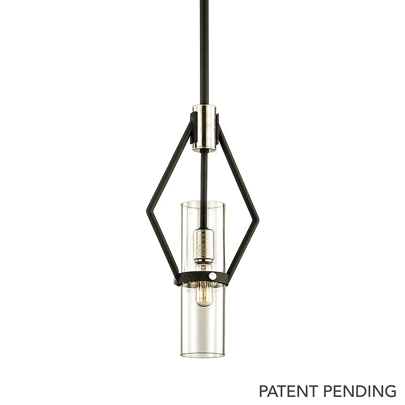 Troy Lighting - F6323-TBK/PN - One Light Pendant - Raef - Textured Black & Polish Nickel