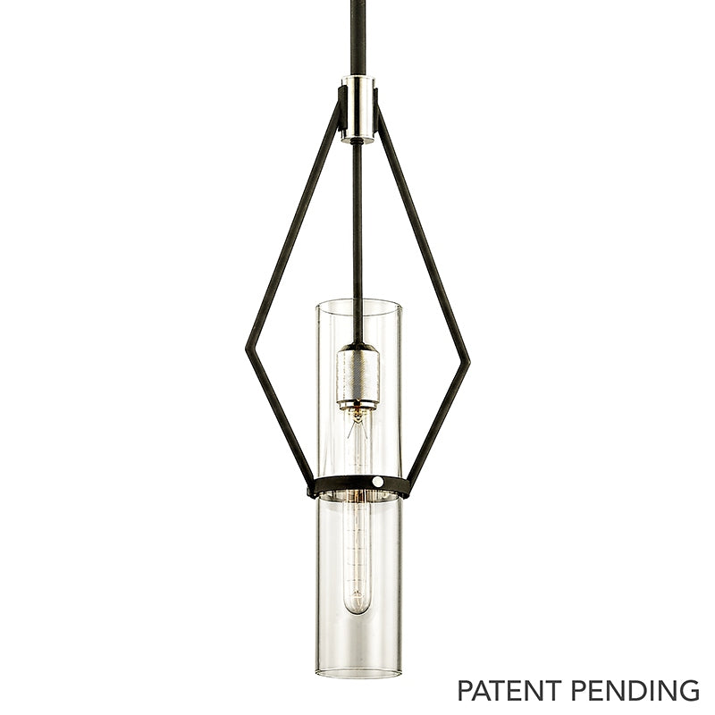 Troy Lighting - F6324-TBK/PN - One Light Pendant - Raef - Textured Black & Polish Nickel