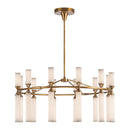 LED Chandelier<br /><span style="color:#4AB0CE;">Entrega: 0-1 semanas en USA</span><br /><span style="color:#4AB0CE;font-size:60%;">PREGUNTE POR ENTREGA EN PANAMA</span><br />Collection: Edwin<br />Finish: Vintage Brass/Frosted Ribbed Glass
