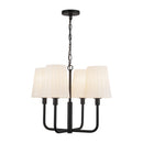 Four Light Chandelier<br /><span style="color:#4AB0CE;">Entrega: 4-10 dias en USA</span><br /><span style="color:#4AB0CE;font-size:60%;">PREGUNTE POR ENTREGA EN PANAMA</span><br />Collection: Plisse<br />Finish: Matte Black/Opal Matte Glass